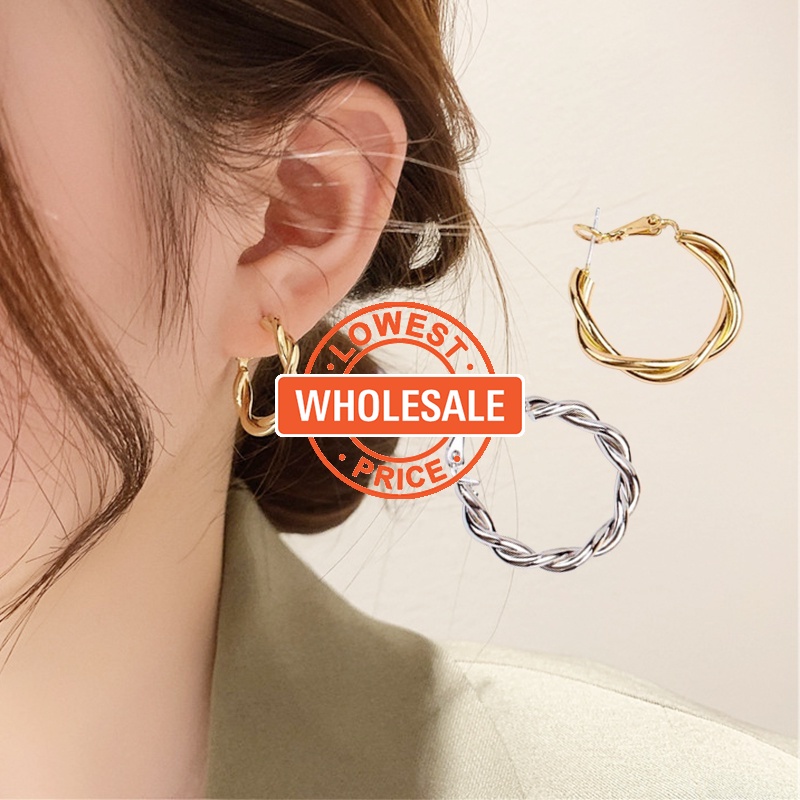 [Harga Grosir]Anting Hoop Rantai Menjuntai Liontin Prismatik Bahan Logam Gaya Elegan Untuk Aksesoris Pengantin Wanita/Hot Sale