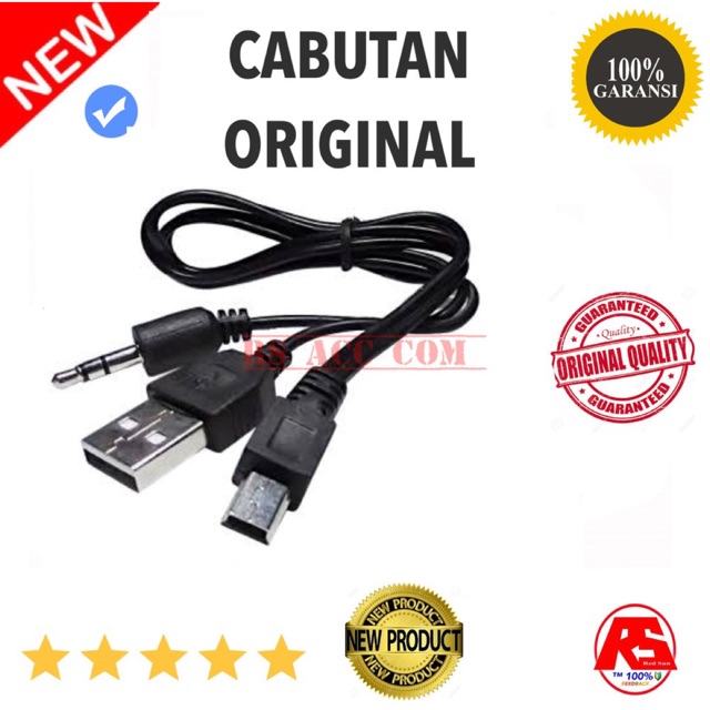 Mini USB To USB And 3.5mm Audio Adapter Cable Kabel Untuk Audio Speaker Bluetooth Charger Aux
