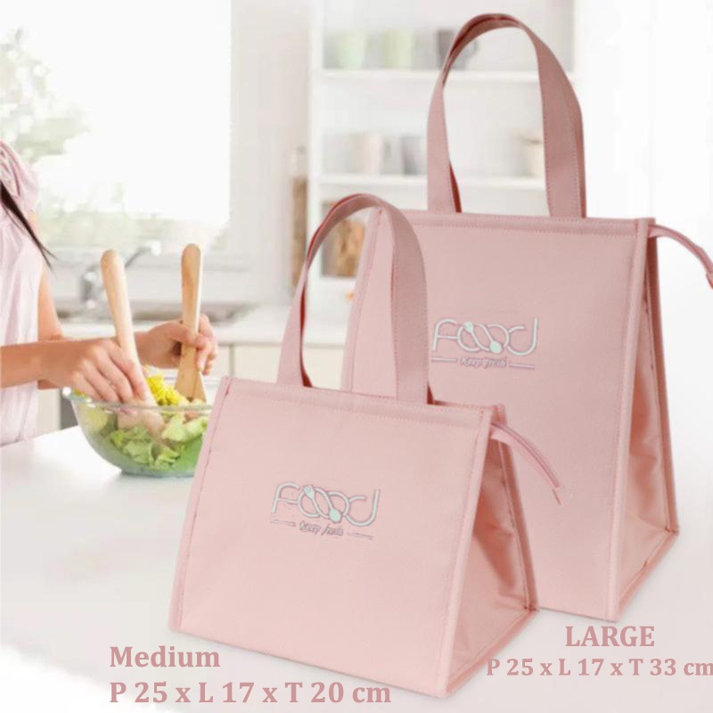 FOOD Tas Lunch Tote Bag Food Box Foil Lunch Box Tas Bekal makan siang Cooler bag makanan tas multi-tujuan