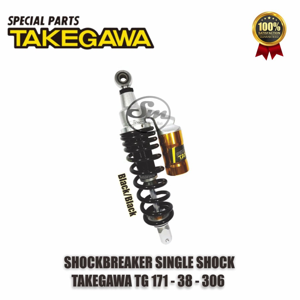 Shockbreaker Motor / Single Shock Tabung TG171 305MM Mio Takegawa - Black/Black