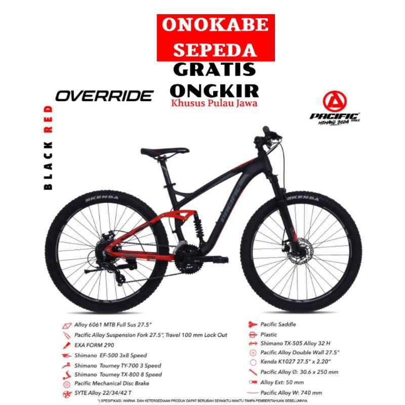 MTB 27,5 PACIFIC OVERRIDE 4.0 Shimano Altus ST-EF500 24Sp