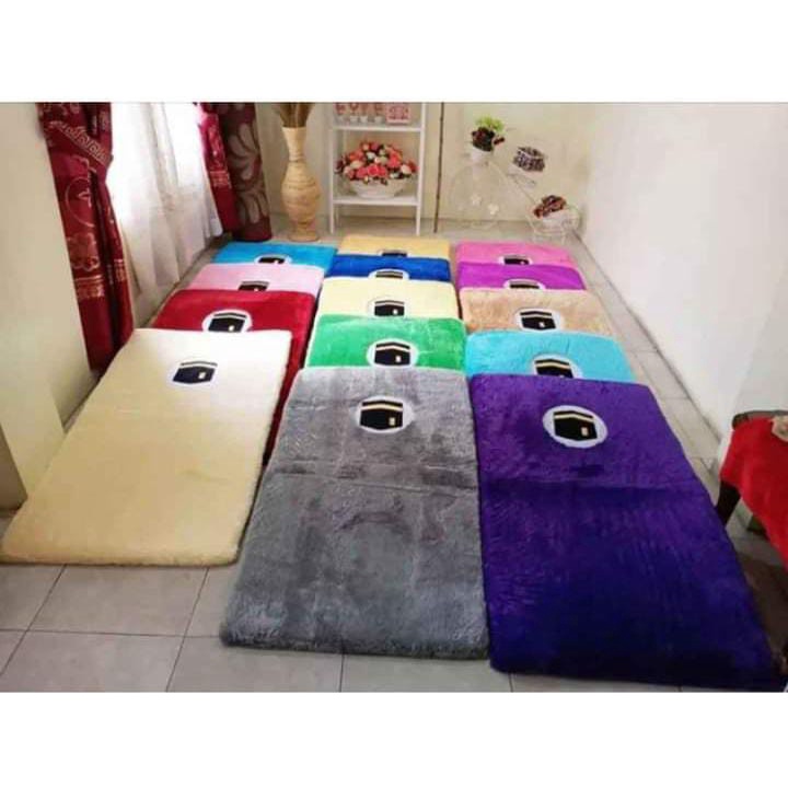 SAJADAH TEBAL BULU RASFUR PREMIUM UKURAN JUMBO BUSA 4 CM WARNA MAROON UNGU GOLD COKLAT ABU GREY BIRU