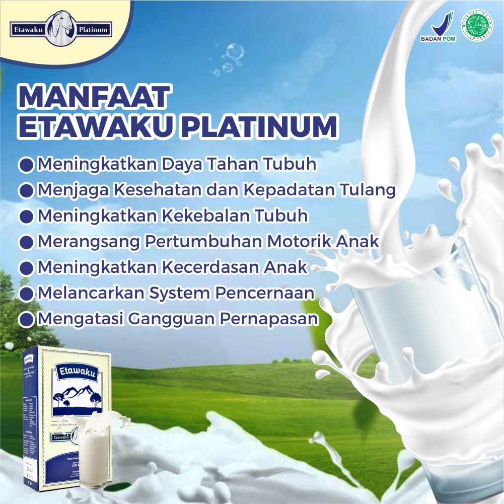 Etawaku Platinum || Susu Kambing Etawa Murni Rendah Gula Bebas Pengawet Efektif Atasi Masalah Pencernaan Nyeri Sendi &amp; Tulang Jaga Kesehatan Jantung Cegah &amp; Menurunkan Diabetes Kolesterol Lancarkan Produksi ASI