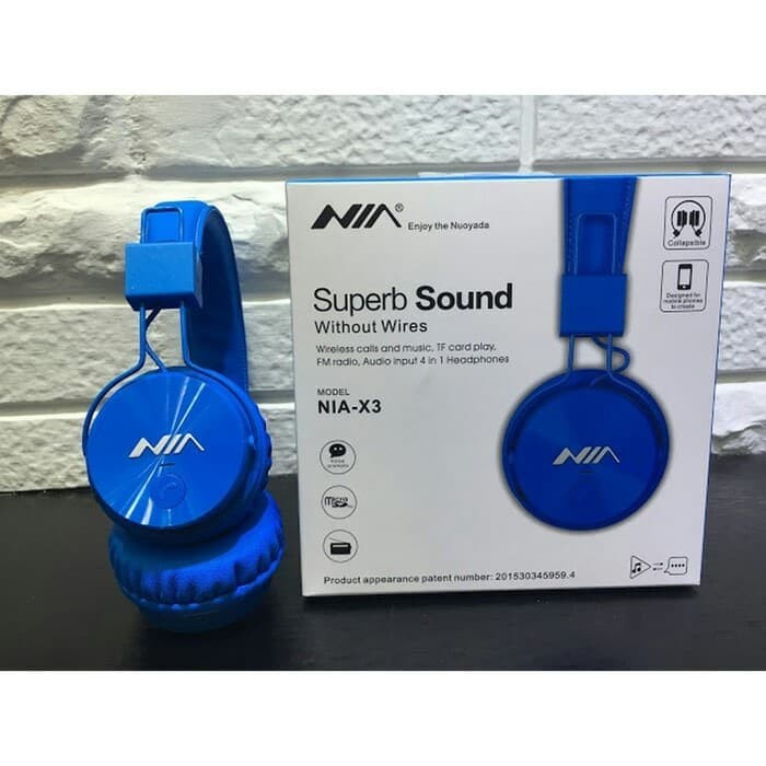 Headphone Bluetooth NIA X3 - Wireless Calls &amp; Music, Tf Card, FM