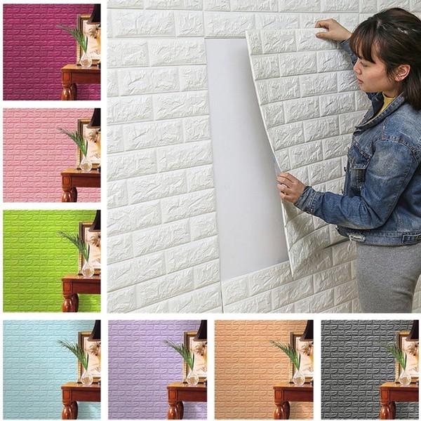 ❄ GOGOMINI ❄ Wallpaper Dinding Foam 3D Motif Batu Bata Ukuran 77 x 70CM Dekorasi Kamar Rumah Murah