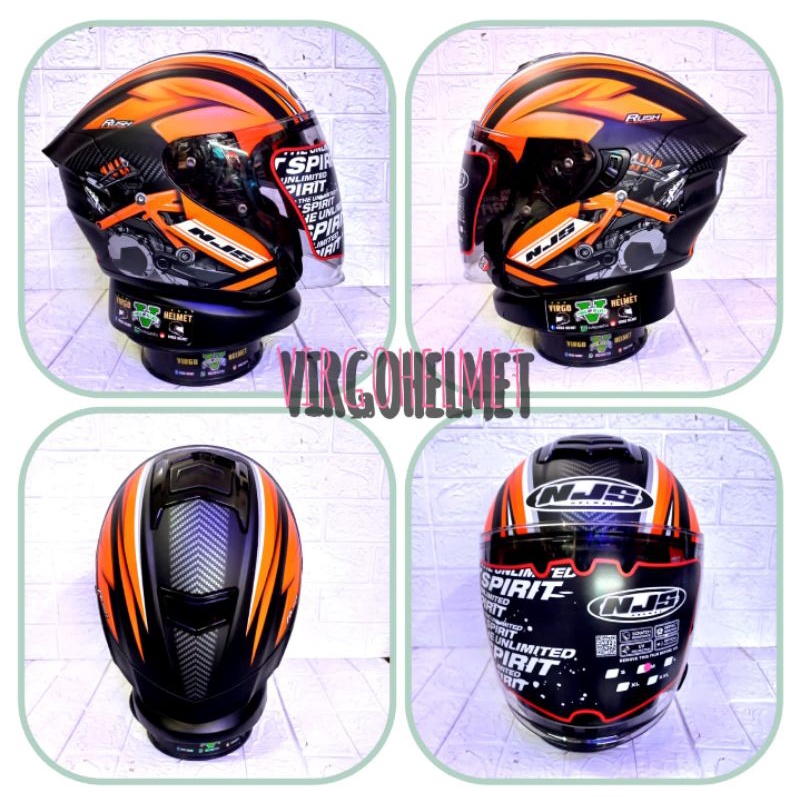 HELM NJS KAIROZ RUSH BLACK ORANGE TERBARU(ongkir Termurah 2 kg)