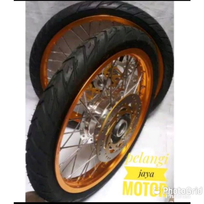 Paket Velg Rossi Ukuran 160/185 - 17 Satria Fu - Velg Tromol Jari Cakram Band Plus Stell jari jari -