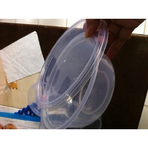 Kotak plastik bulat gepeng/ wadah plastik bulat/ mangkok plastik besar 650 mili