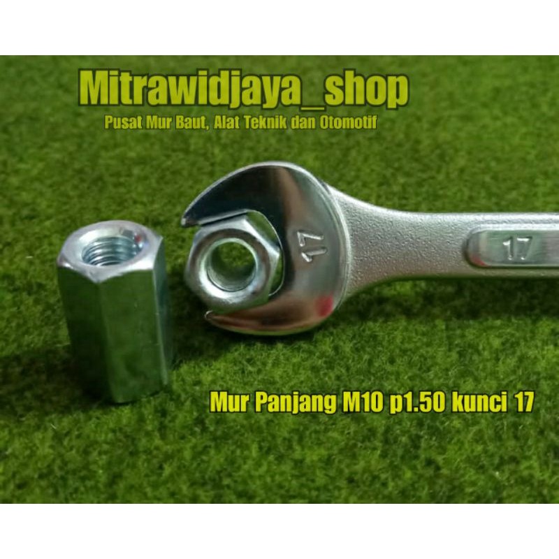 Long Nut Mur Panjang M10 p 1.50 drat standart kunci 17mm 17an kunci 17an Mur variasi Mur long nut mu