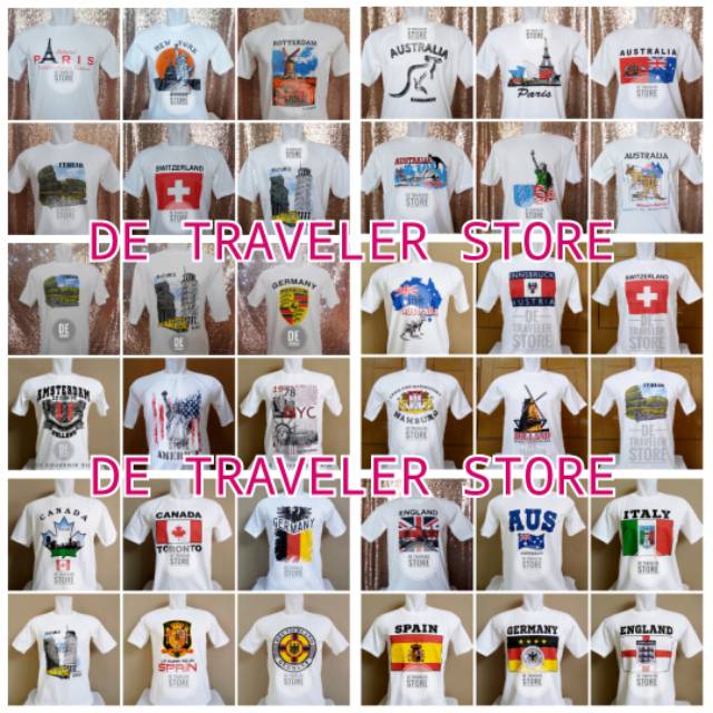 Kaos Grosir Souvenir Baju Negara Asia Eropa Amerika Australia Putih