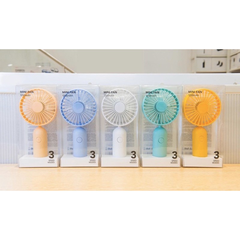 MINI PORTABLE FAN / KIPAS ANGIN MINISO 6 warna 3speed 1200mAh