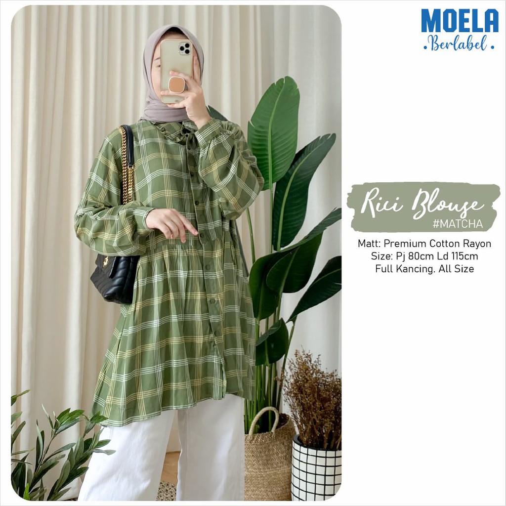 FASHION by moela RICI BLOUSE ld 115cm CEREL DIVON  premium cotton rayon ootd keren viral kotak-kotak