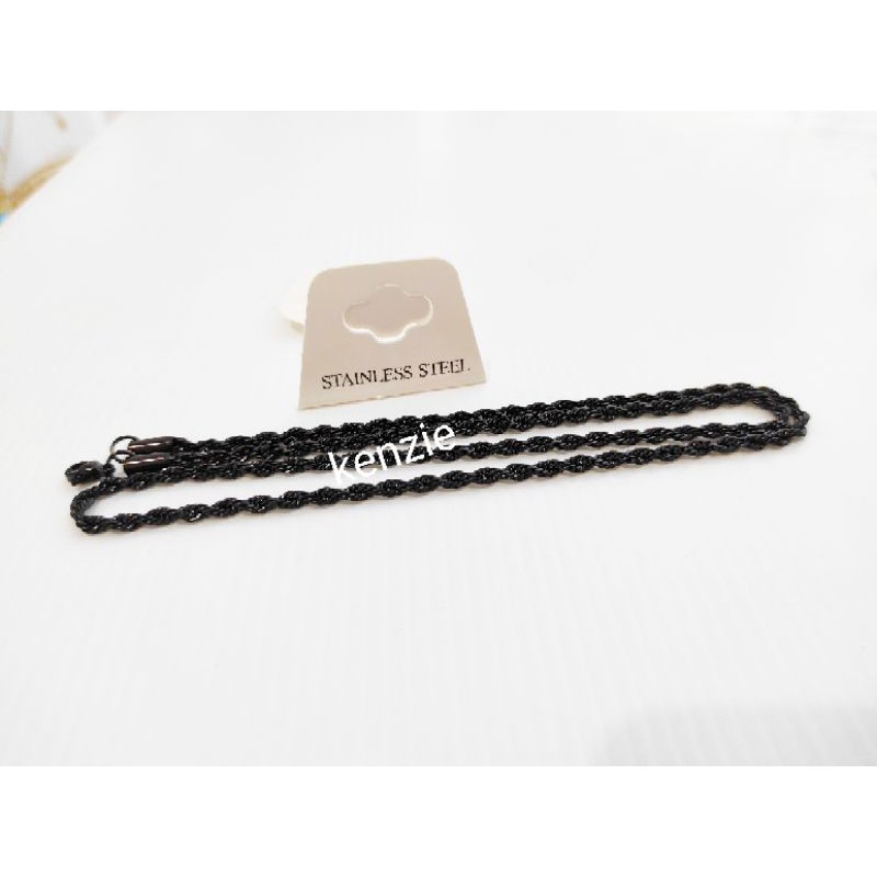 KALUNG TITANIUM MODEL TAMBANG WARNA HITAM PANJANG 45|50|55CM ANTI KARAT