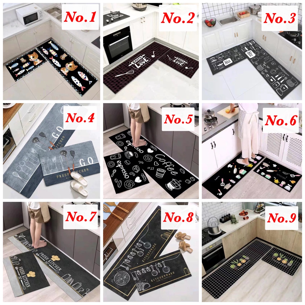 JOS1466 Keset Kaki 2in1 40x60cm Dan 40x120cm Keset Kaki Dapur Kamar Set Anti Slip