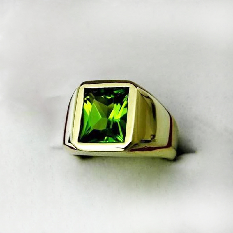 Cincin Stainless Steel Emerald Topaz Emas Berlian Kristal Fashion Pria Wanita Punk Rings