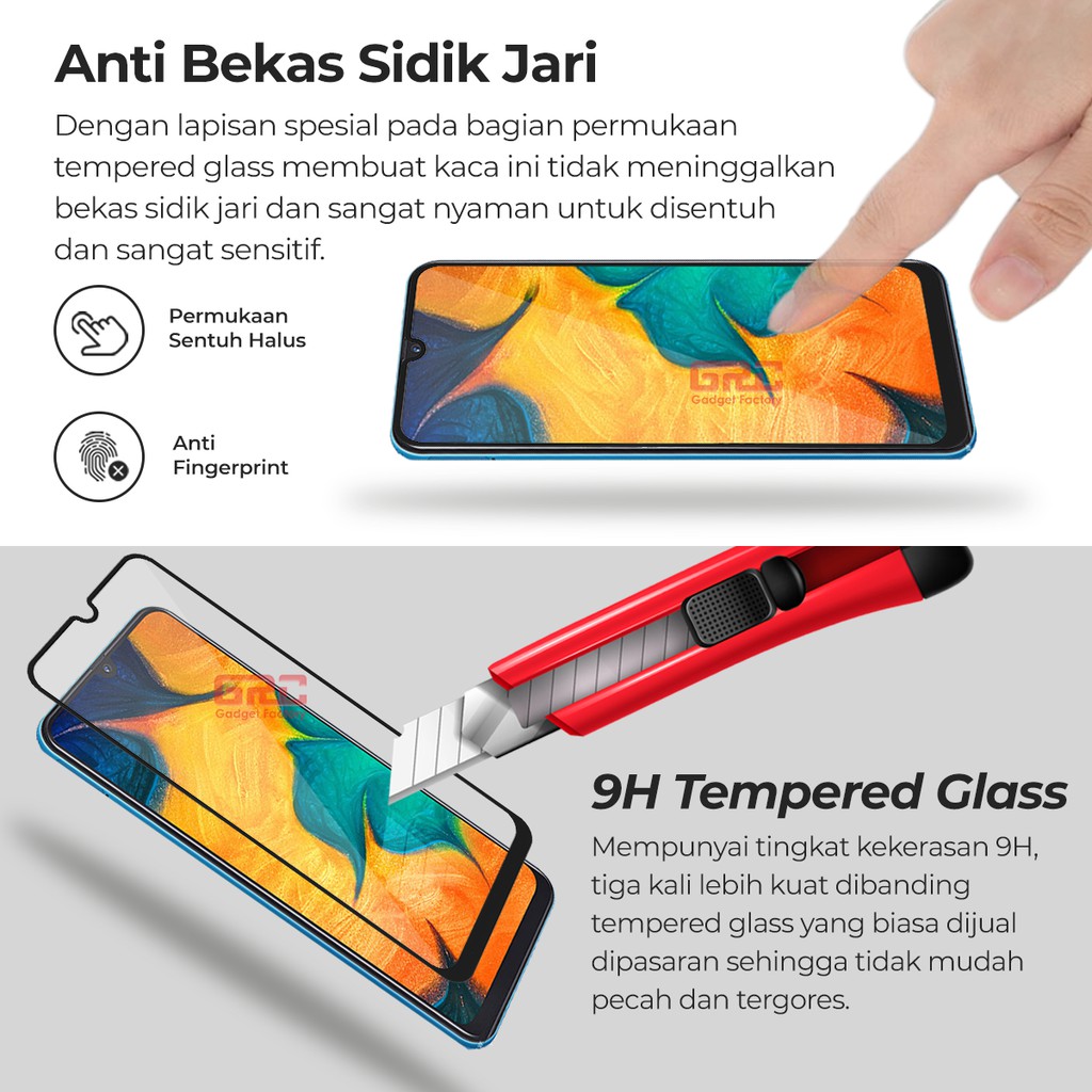 Tempered Glass SAMSUNG Galaxy A30 HOGO Full Cover Anti Gores Kaca