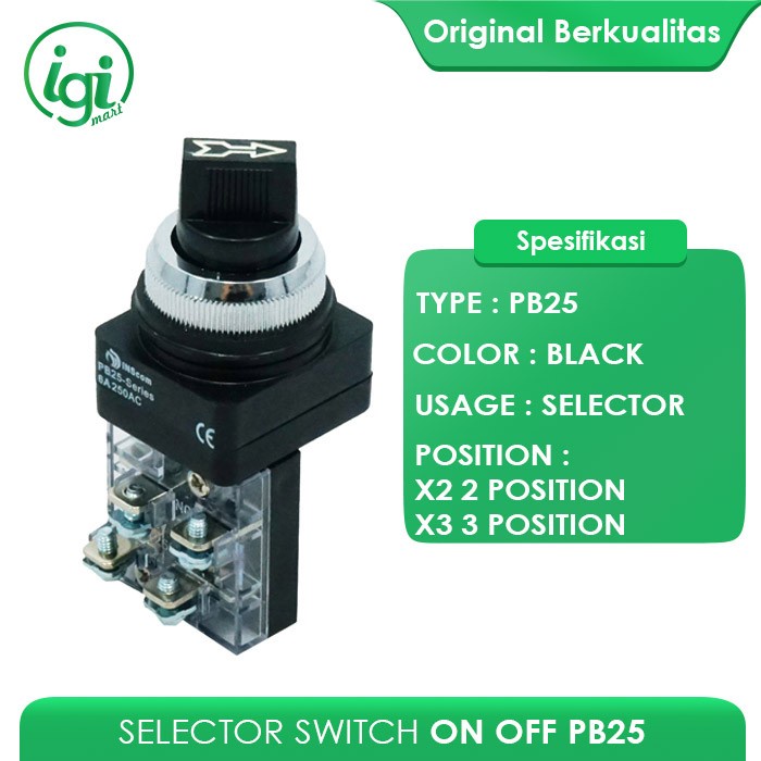 SELECTOR SWITCH 25mm 4 KAKI ON OFF / SELECTOR SWITCH ON OFF ON