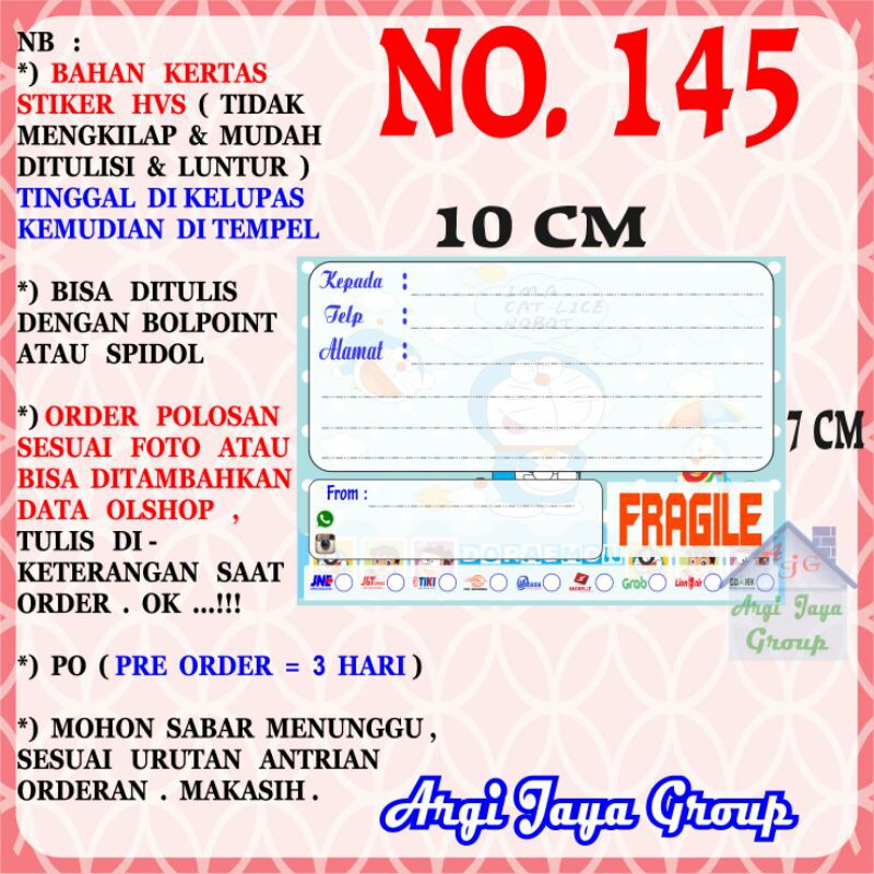

Stiker HVS - Stiker Pengiriman - Sticker Alamat Olshop Murah Nomer 145-10x7cm