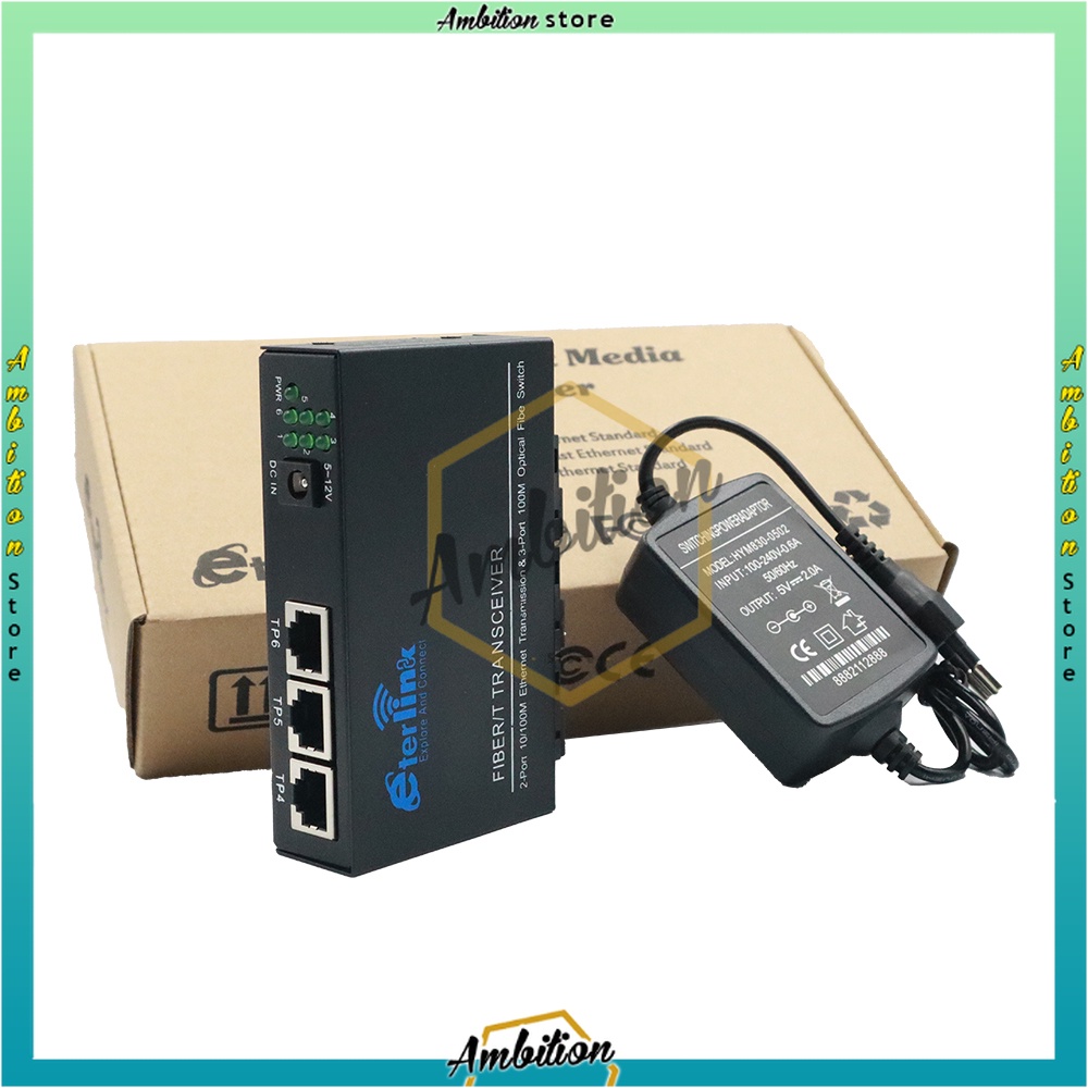 10/100M single mode 3FO 3LAN  3F3E Reverse POE Media Converter [Bisa Bayar Ditempat]