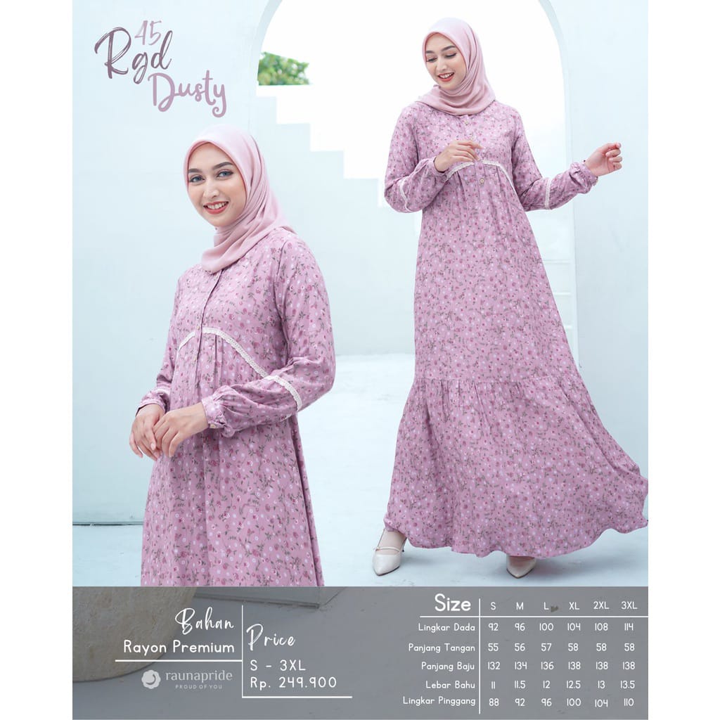 Rauna RGD 45 - Gamis Rauna Terbaru 2022 - Gamis Motif Kekinian