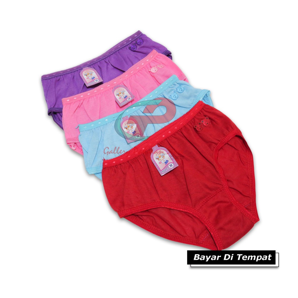 CELANA DALAM ANAK PEREMPUAN BELLA KID'S ISI 6 PCS USIA 2-8 TH MOTIF POLOS TERMURAH