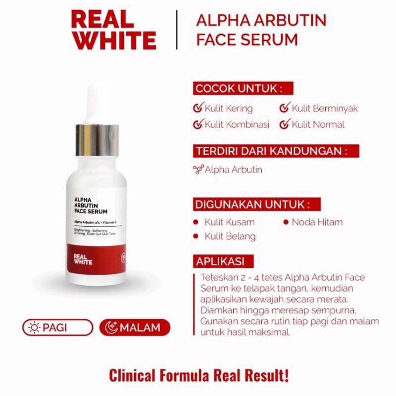 Real white alpha arbutin face serum 20ml