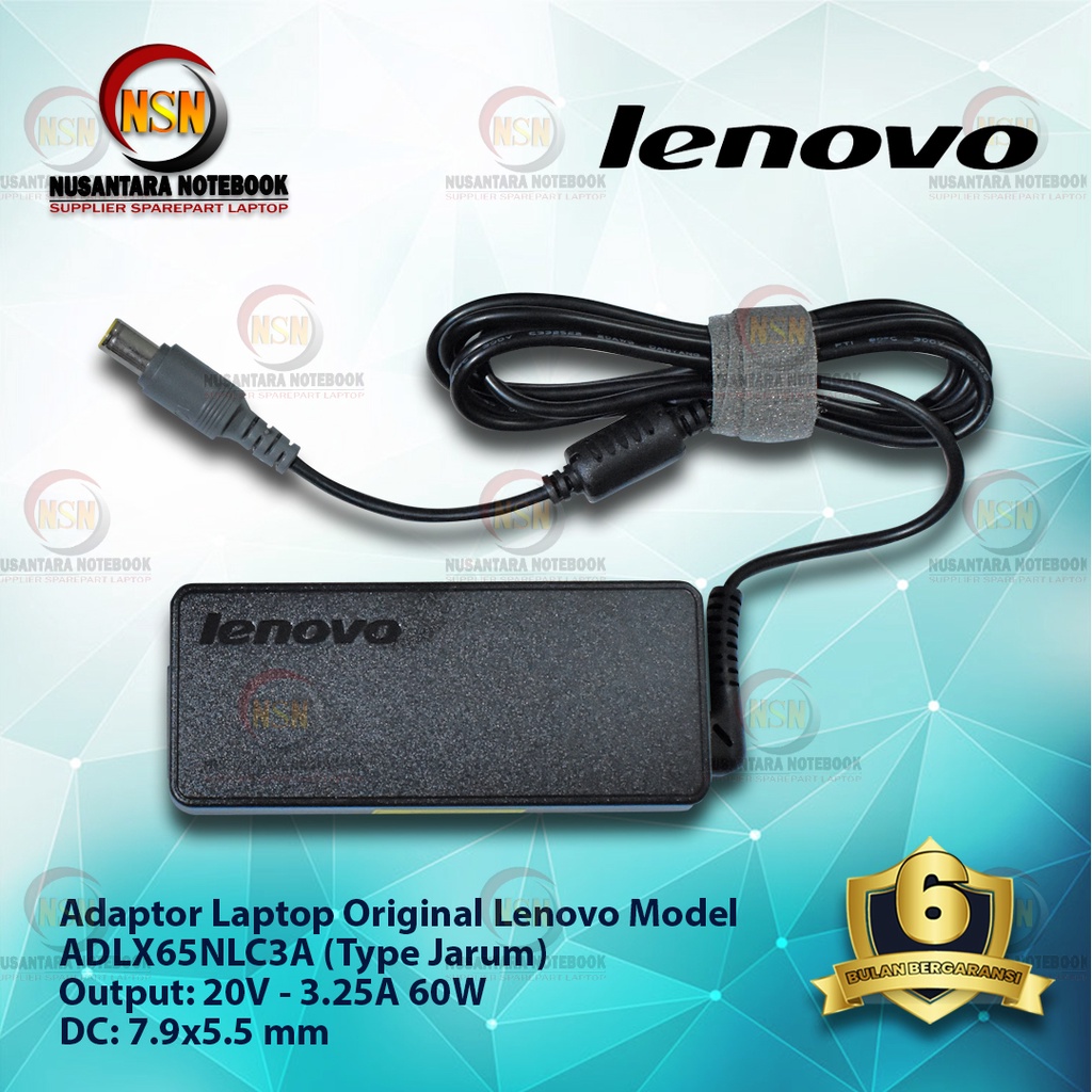 Adaptor Charger Original Laptop Lenovo 20V - 3.25A DC 7.9*5.5mm (Jarum)