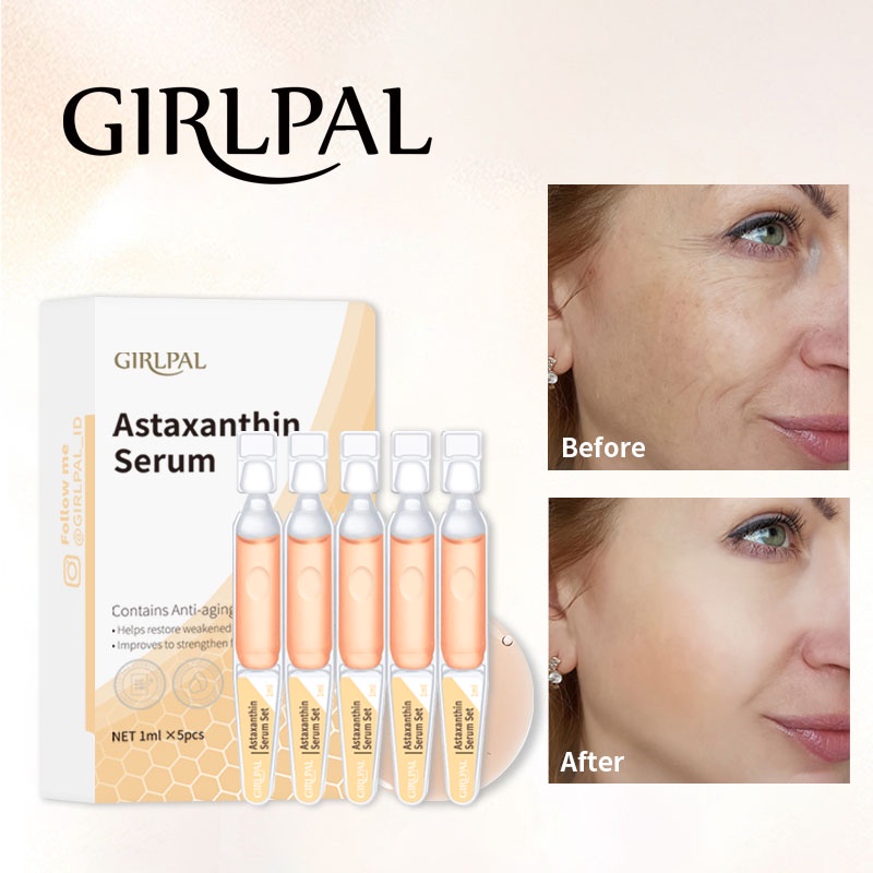 GIRLPAL Astaxanthin Hyaluronic Acid Whitening Serum Wajah Glowing Anti Aging Remove Wrinkles Fine Lines Essence Brighty Skincare