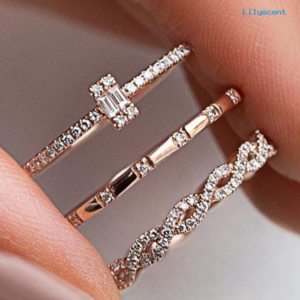 3pcs / Set Cincin Jari Gaya Minimalis Untuk Dekorasi Harian