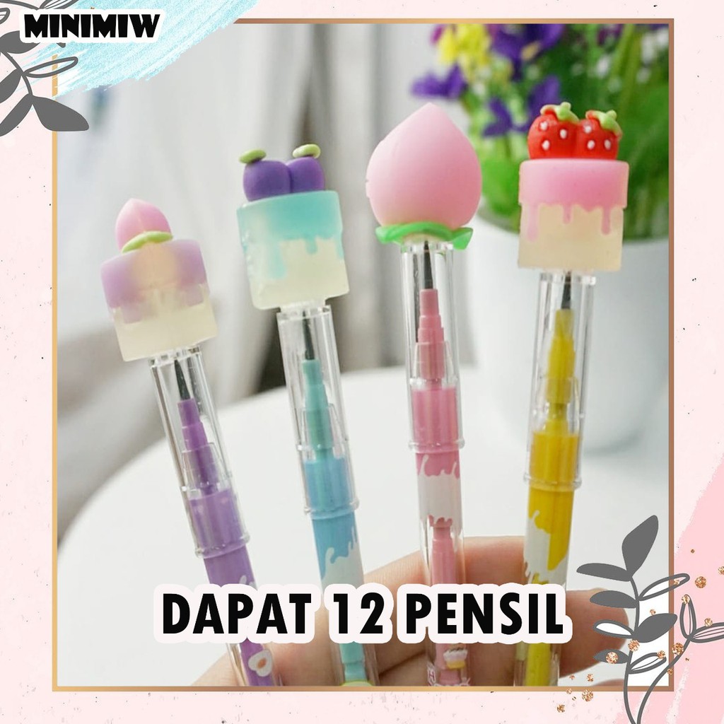 SELUSIN PENSIL KUE CAKE ISI 12 PCS PENSIL SUSUN BENSIA LANTU PENSIL PELURU DESSERT CUPCAKE PASTEL