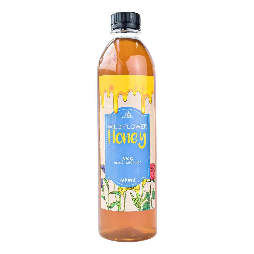 Grains N Co Wild Flower Honey / Madu Hutan Liar Murni 600 Ml