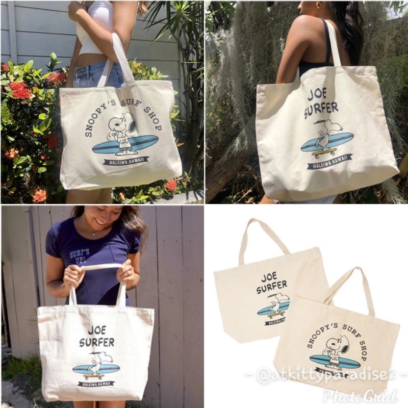 Tas Tenteng Tote Bag Kanvas ORI Snoopy Surf Shop