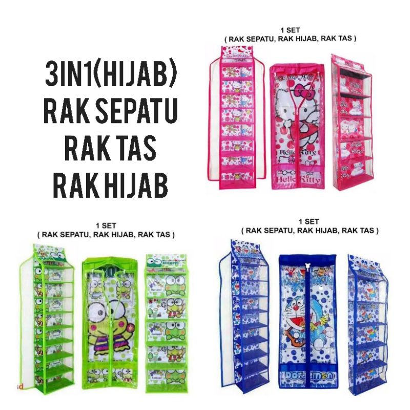 RAK SET 4 IN 1 (RAK SEPATU,RAK TAS,RAK HIJAB,RAK KOSMETIK)/RAK SET/RAK GANTUNG