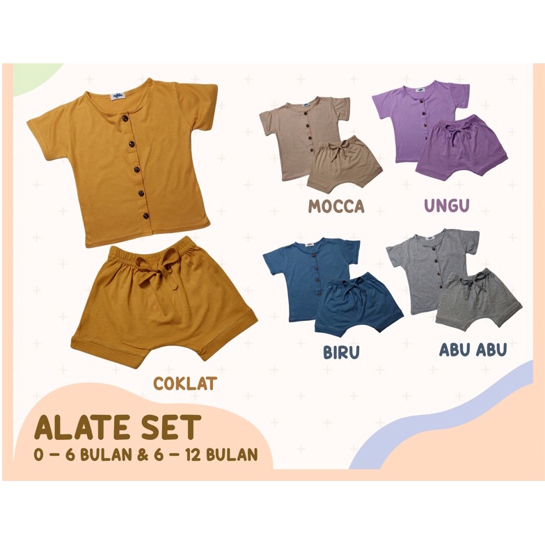 Alate Setelan Baju Bayi Lengan Pendek Unisex 0 6 Bulan Set Baju Dan Celana Baby Newborn