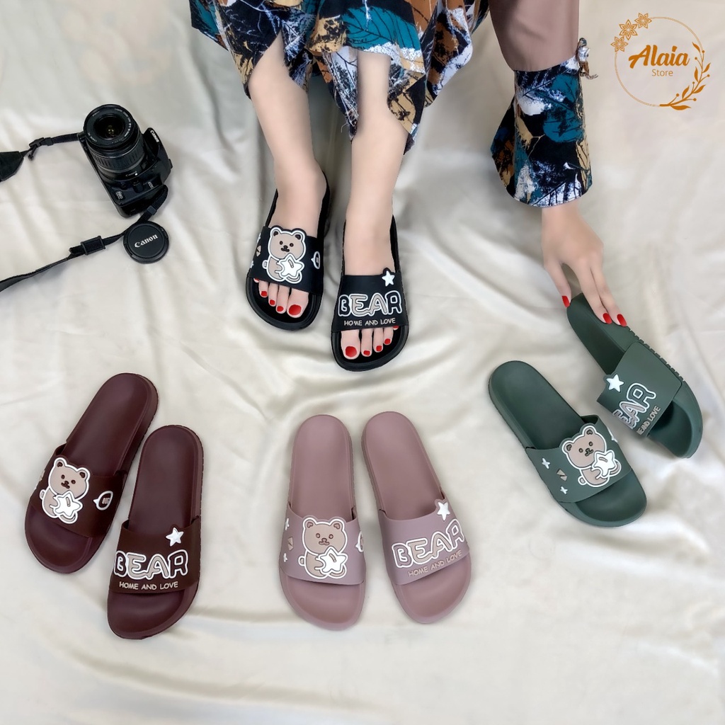 Sandal Slop Wanita Model Bear Lucu Bahan Import Ringan (36/40)