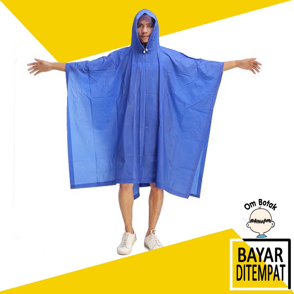 Jas Hujan GAJAH Poncho MEDIUM 210 Biru Elephant Brand karet dewasa jas hujan