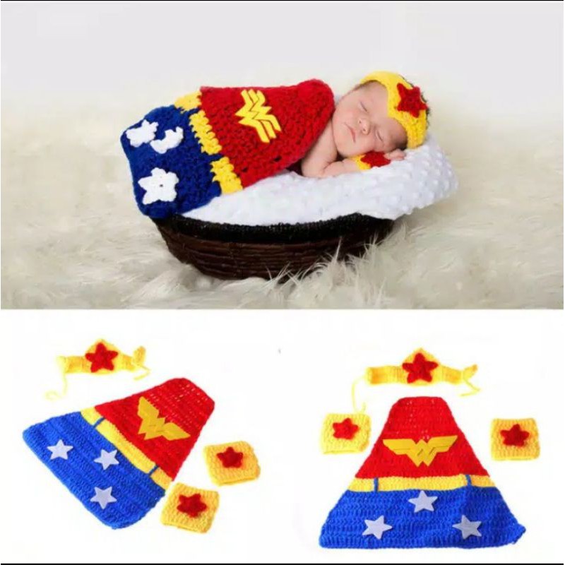 kostum wonder woman/ kostum bayi wonder woman/ kostum rajut wonder woman/ kostum foto wonder woman