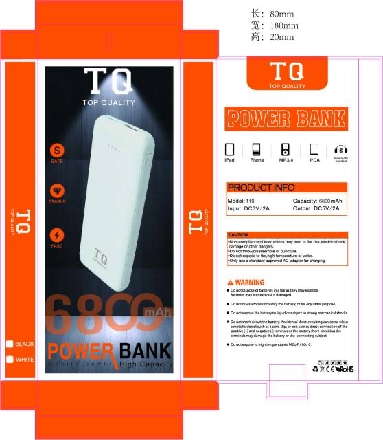 Power Bank TQ 6800mAh Original / Power Bank Top Quality 6800mAh Garansi 1 Tahun