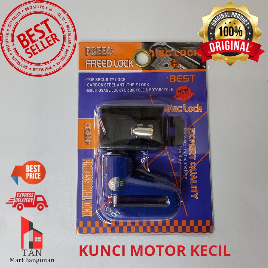 Gembok Cakram Anti Maling Motor Merah Besar Kecil