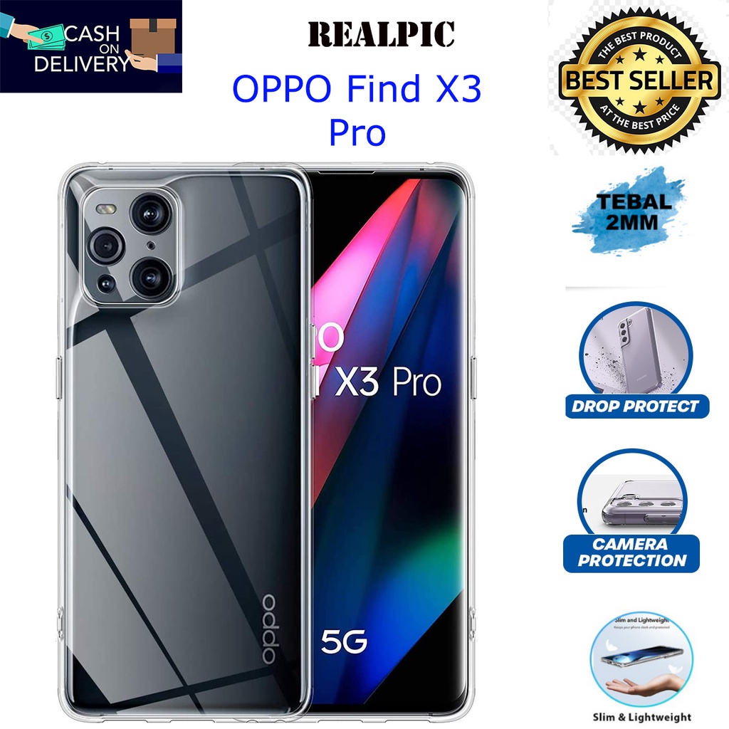 Case OPPO FIND X3 Pro Casing Clear HD KETEBALAN 2MM BENING TRANSPARAN TPU Premium Softcase