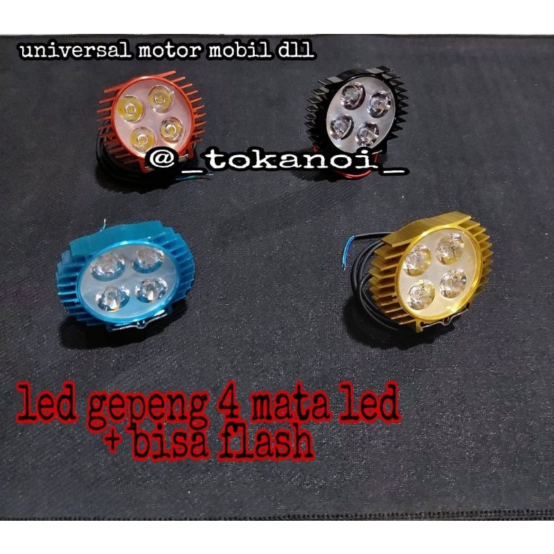 Lampu tembak sorot depan led 4 mata 3 mode slim gepeng universal waterproof luxeon motor