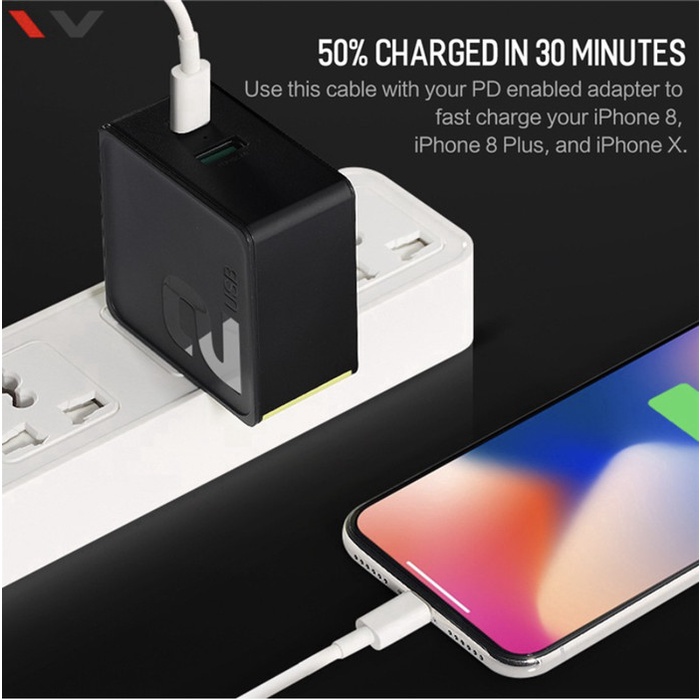 Kabel Charger Nylon MIXIO PD Fast Charging USB Type C to Lightning