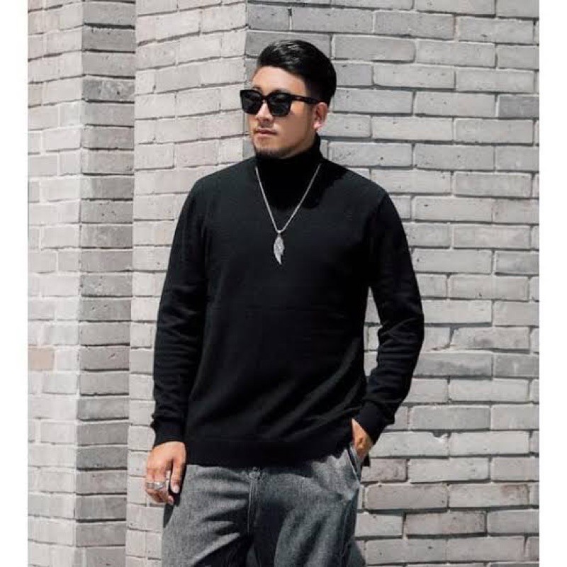 TURTLENECK PRIA / COWOK TANGAN PANJANG BAJU KAOS LEHER TINGGI POLOS LENGAN PANJANG SIZE XL &amp; XXL COD