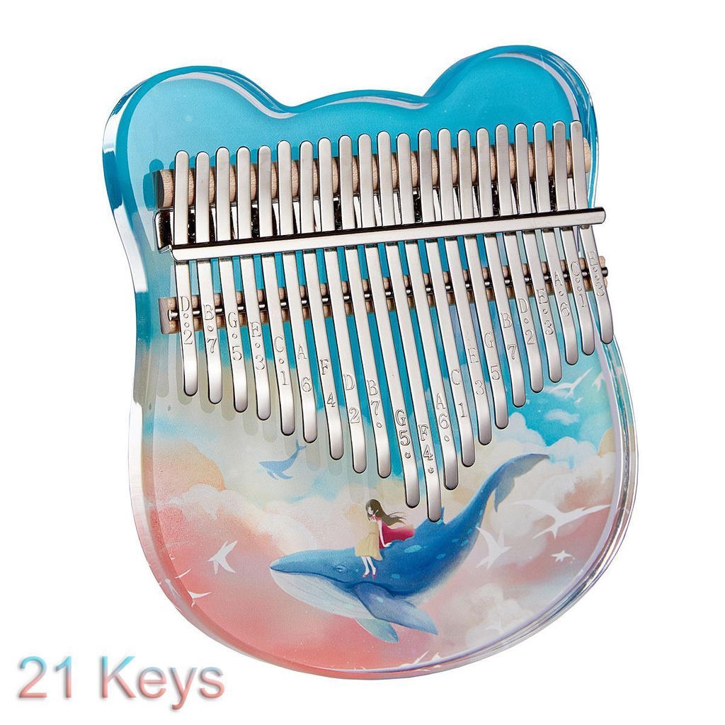 Case Penyimpanan Kalimba Piano Jempol 17 / 21 Kunci Bahan EVA Motif Lukisan Whale Dream Mbira