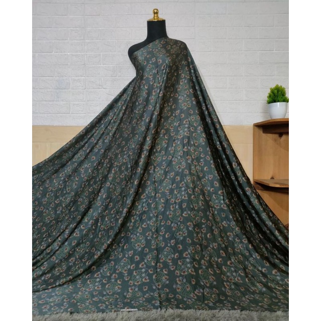 s.206.02 kain arm* Ani silk satin sutra motif bunga kecil hitam