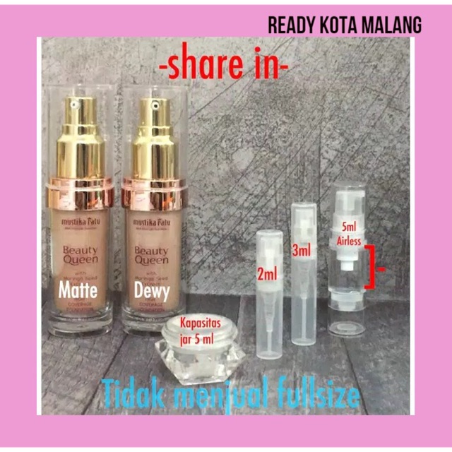 ❤ SHARE mustika ratu beauty queen high coverage foundation dewy finish matte finish spf 30