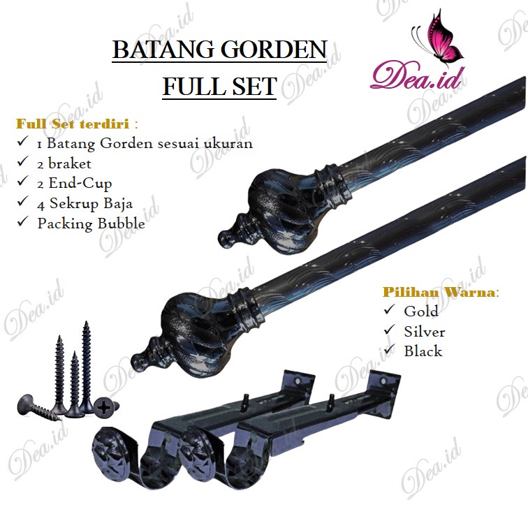 [DEASHOP] [0,5 METER] BATANG GORDEN FULLSET SET TIANG - BATANG ROLLET GORDEN HORDENG PINTU &amp; JENDELA UKURAN 1/2 / 0,5 M