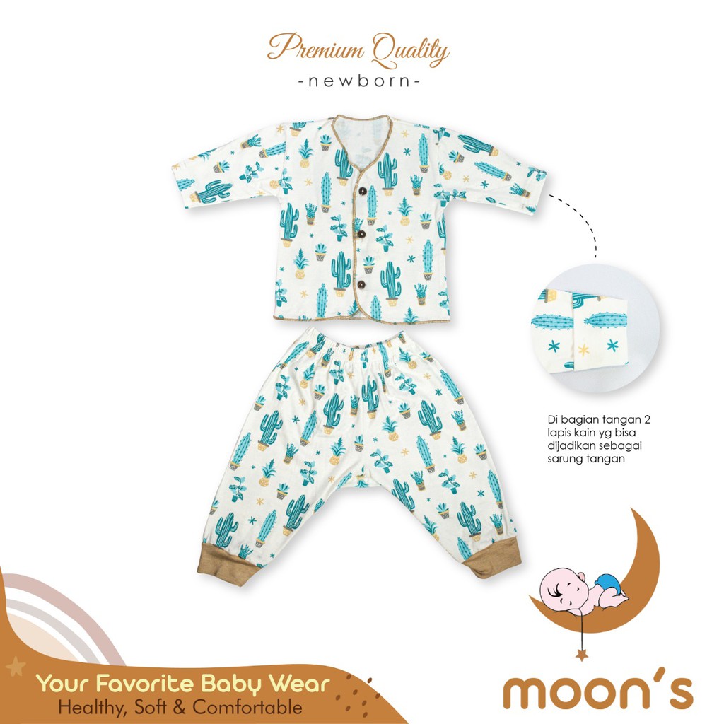 Newborn MOONS Stelan Panjang  Buka Kaki Stelan Baru Lahir baju bayi stelan Baby Panjang Buka Kaki