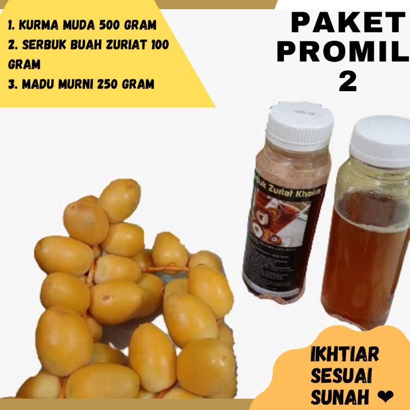 

PAKET PROMIL 2 PROGRAM KEHAMILAN Kurma Muda Buah Zuriat Madu Murni