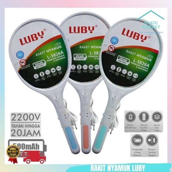 LUBY L-3826A Raket Nyamuk LED Rechargeable